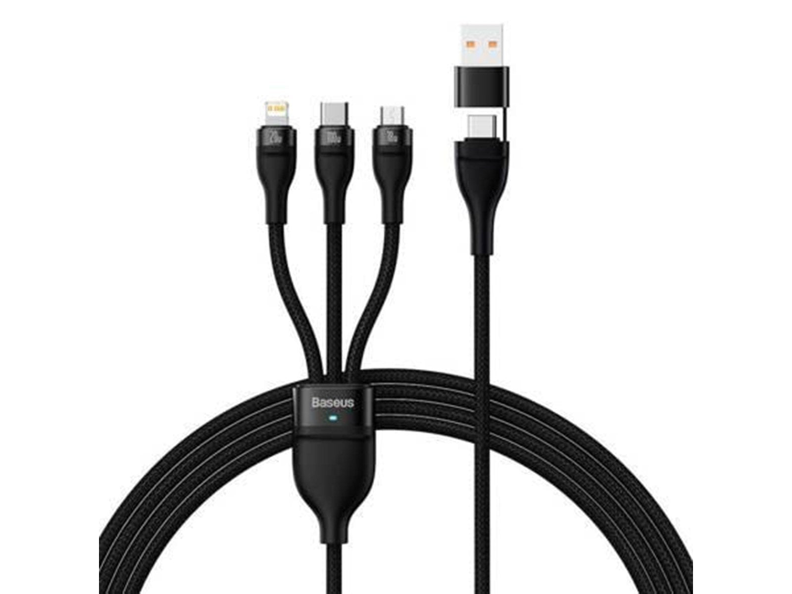 Baseus 3in1 USB cable  Flash Series 2 USB-C + micro USB + Lightning 100W 1.2m (black) Baseus 3in1 USB cable  Flash Series 2 USB-C + micro USB + Lightning 100W 1.2m (black)